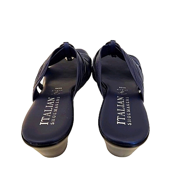 Italian Shoemakers Navy Crystal Slide Wedge Sandals 10M - Picture 7 of 12